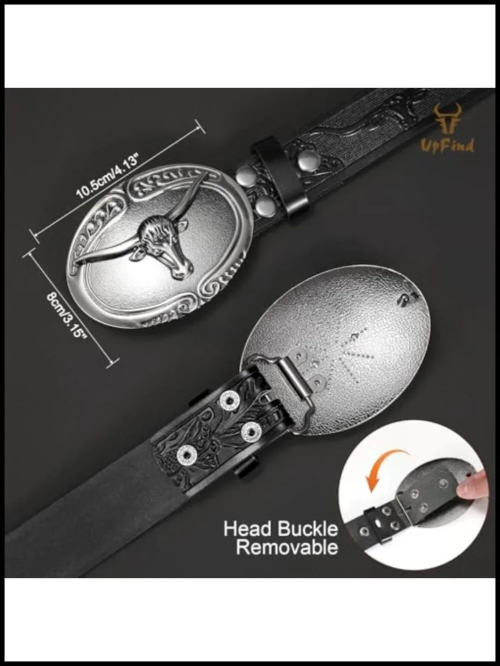Western Leather Belt with Silver Buckle for Men & Women